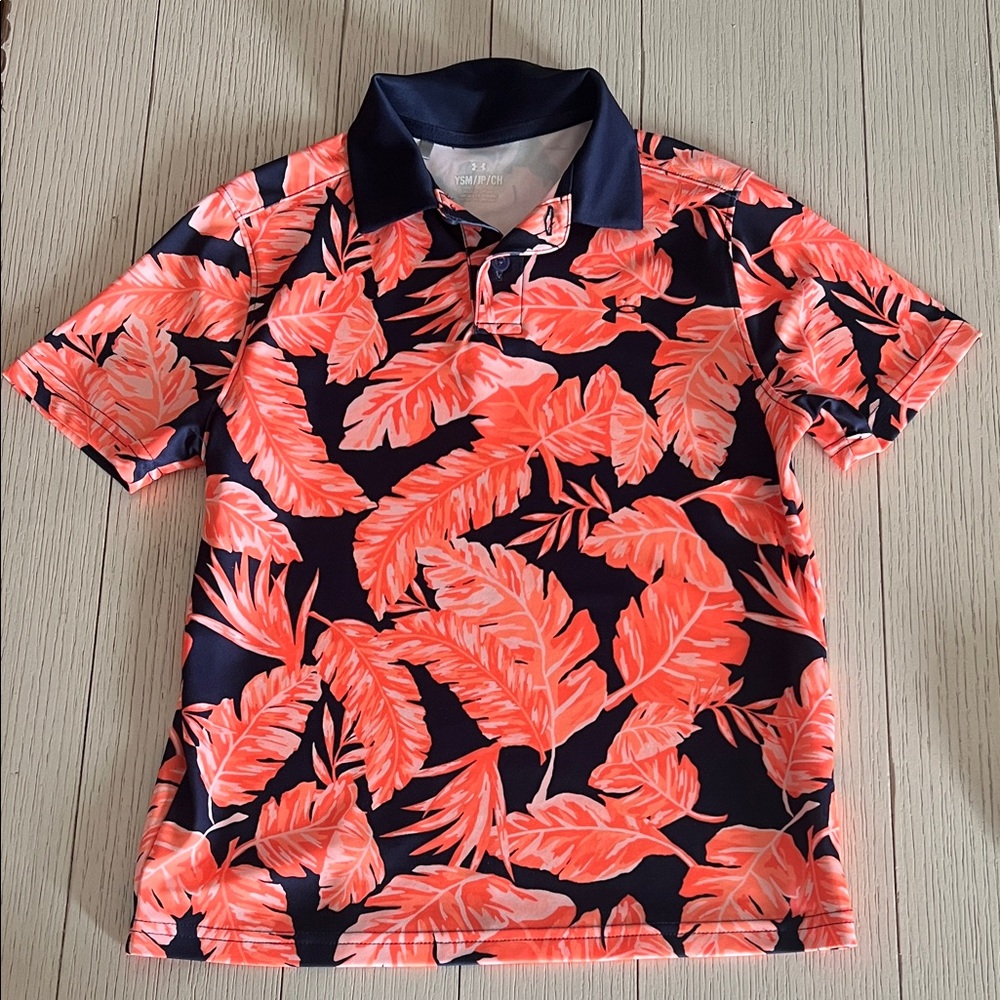 Under Armour Kids Polo - Bright Coral Leaf on Navy